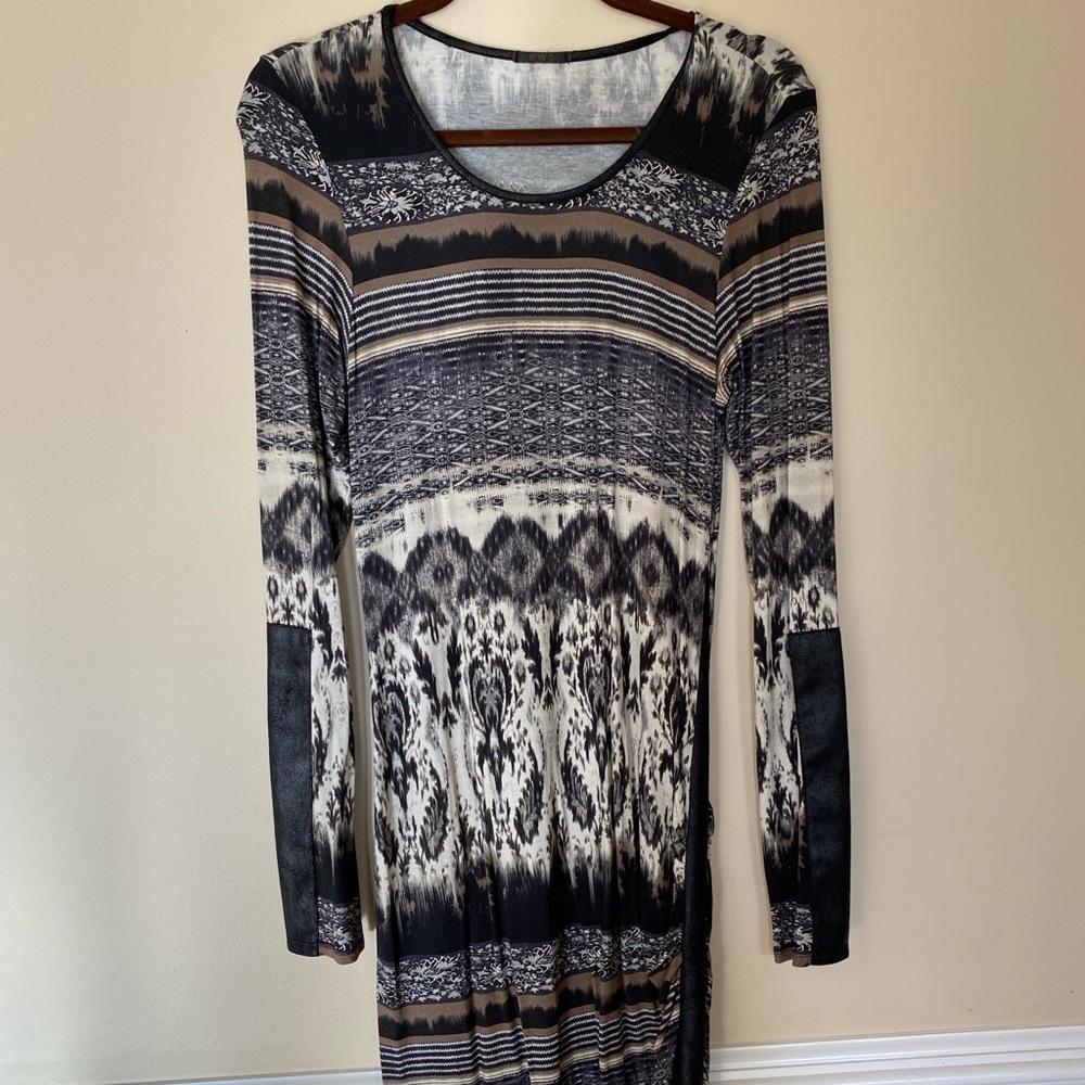 SW3 Bespoke Faux leather patterned midi dress size L